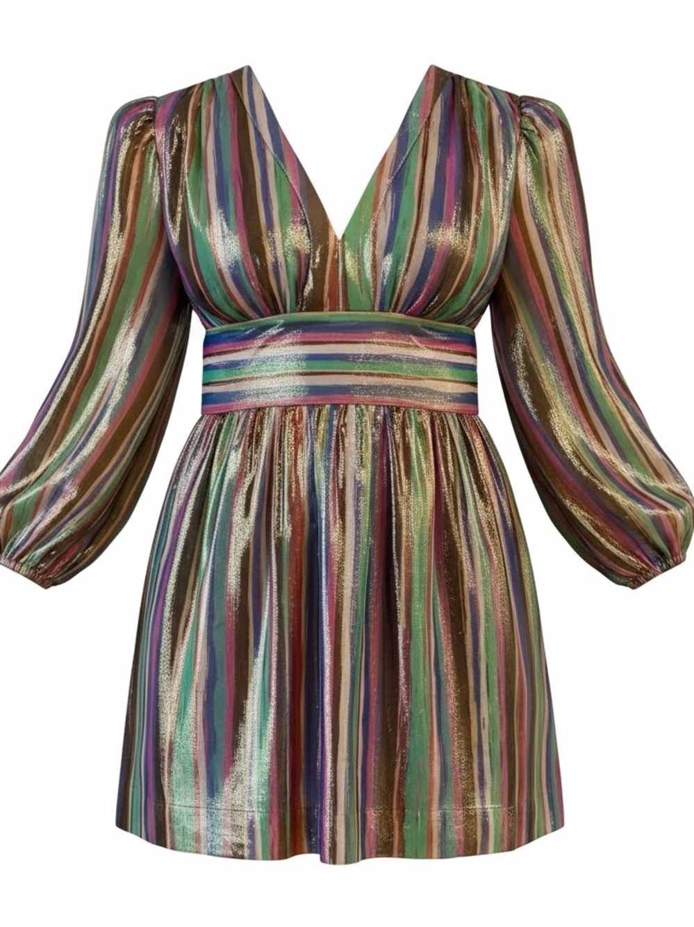 Emily McCarthy Metallic Long-sleeve Mini Dress NWT